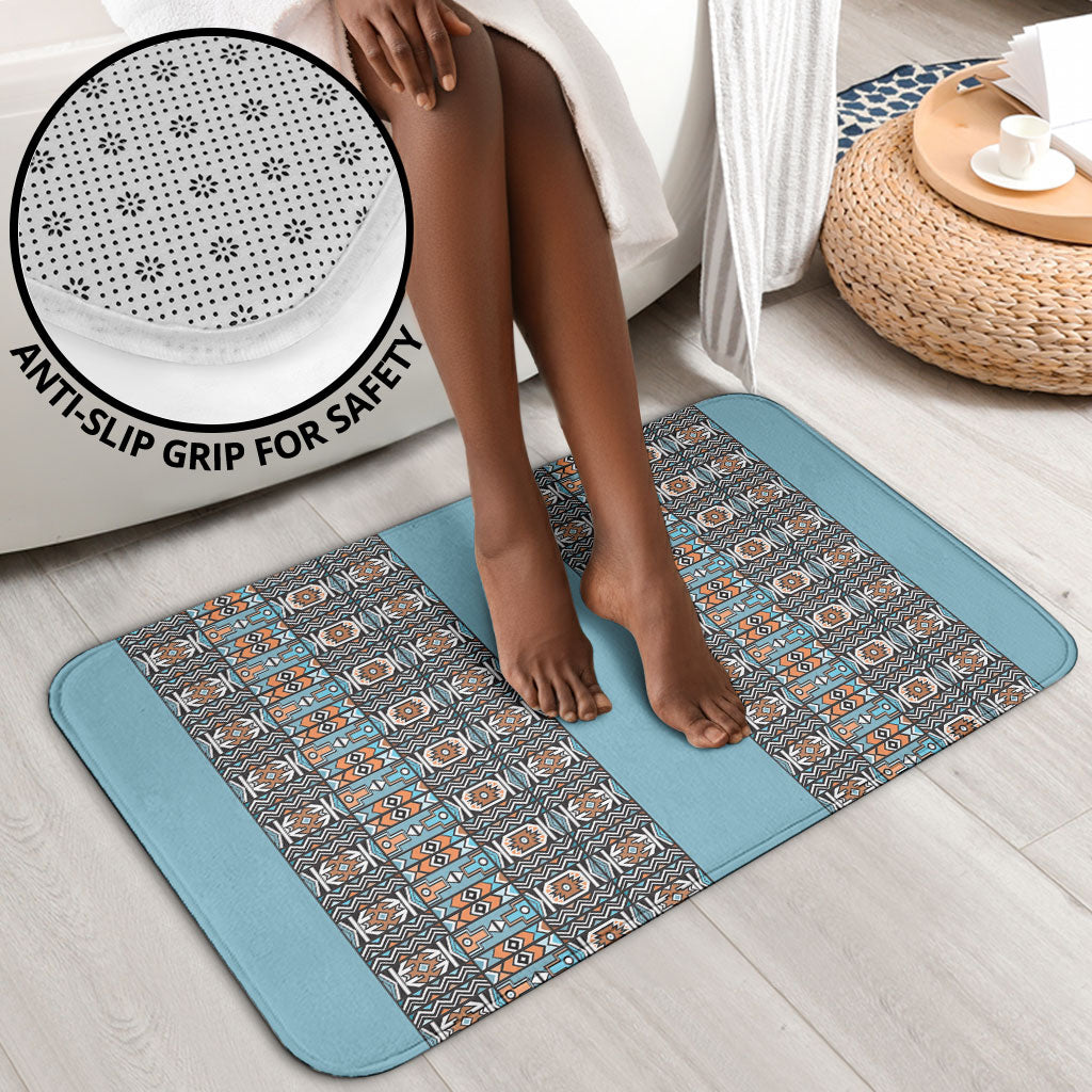 African Ndebele Traditional Attire Bathroom Set Blue Ndebele Stripe