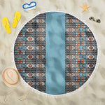 African Ndebele Traditional Attire Beach Blanket Blue Ndebele Stripe