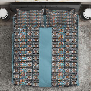 African Ndebele Traditional Attire Bedding Set Blue Ndebele Stripe