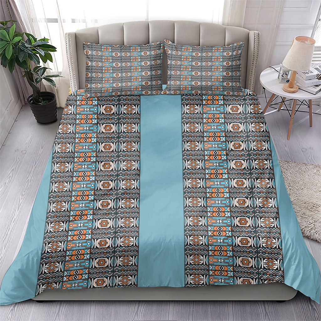 African Ndebele Traditional Attire Bedding Set Blue Ndebele Stripe
