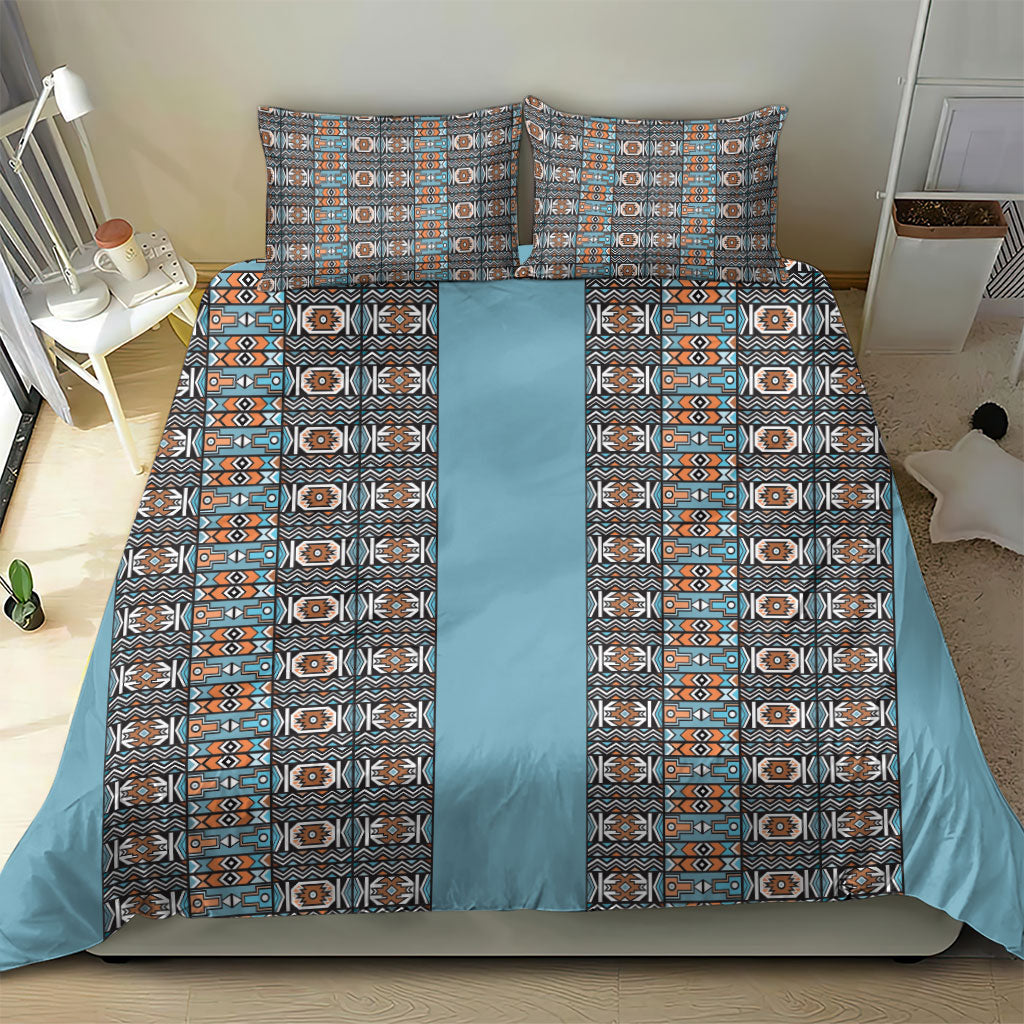 African Ndebele Traditional Attire Bedding Set Blue Ndebele Stripe