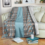 African Ndebele Traditional Attire Blanket Blue Ndebele Stripe