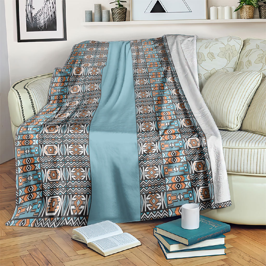 African Ndebele Traditional Attire Blanket Blue Ndebele Stripe