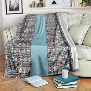 African Ndebele Traditional Attire Blanket Blue Ndebele Stripe