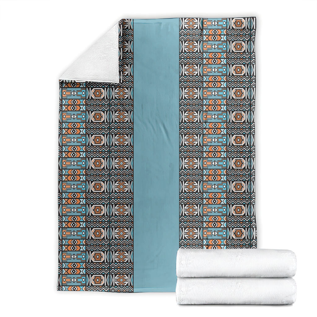 African Ndebele Traditional Attire Blanket Blue Ndebele Stripe