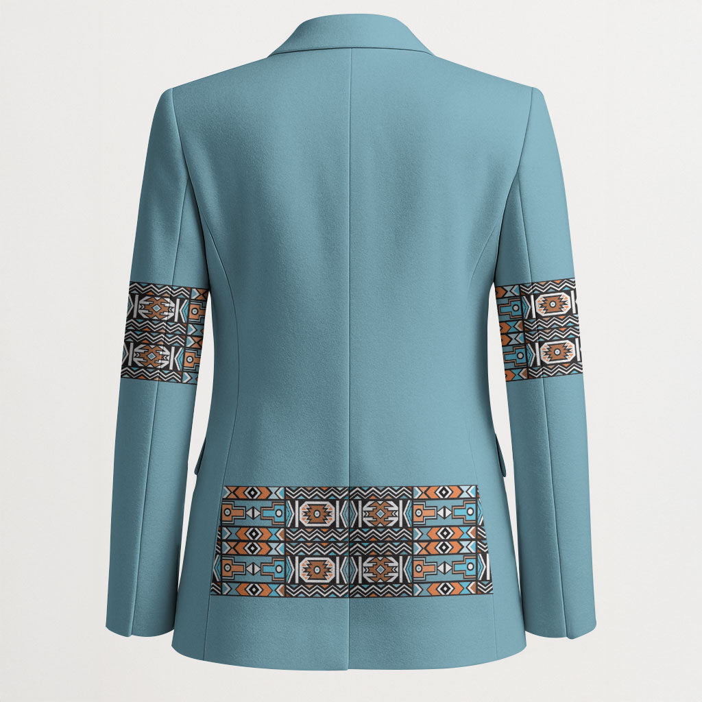 African Ndebele Traditional Attire Blazer Blue Ndebele Stripe