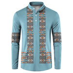 African Ndebele Traditional Attire Button Sweatshirt Blue Ndebele Stripe