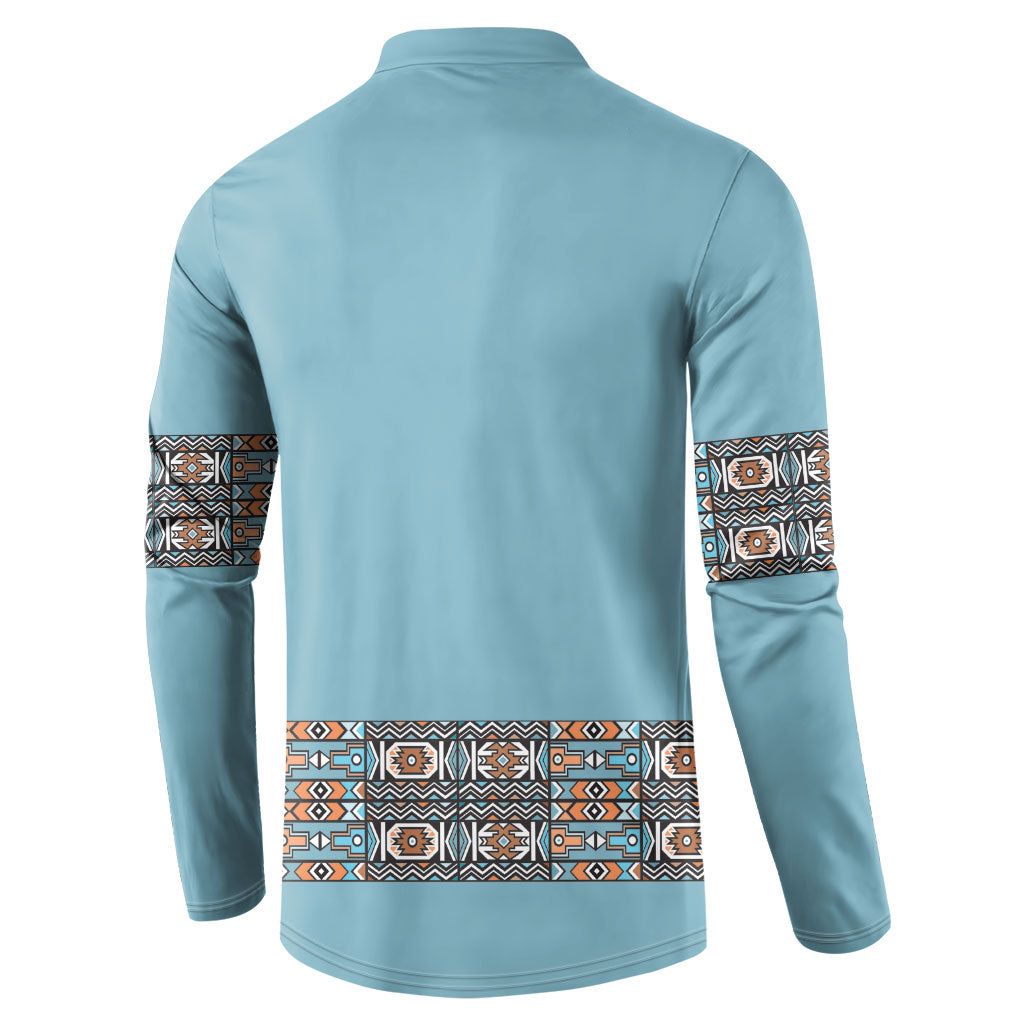 African Ndebele Traditional Attire Button Sweatshirt Blue Ndebele Stripe