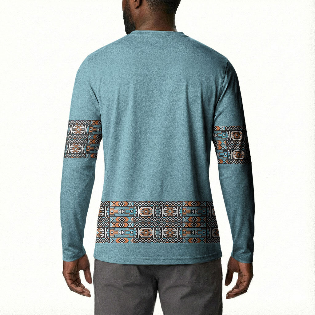 African Ndebele Traditional Attire Button Sweatshirt Blue Ndebele Stripe