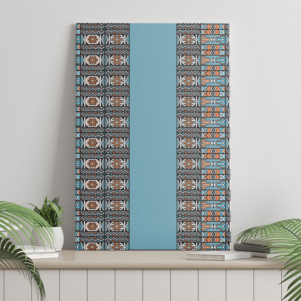 African Ndebele Traditional Attire Canvas Wall Art Blue Ndebele Stripe