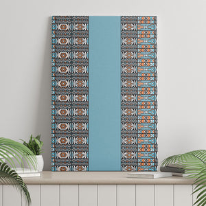 African Ndebele Traditional Attire Canvas Wall Art Blue Ndebele Stripe
