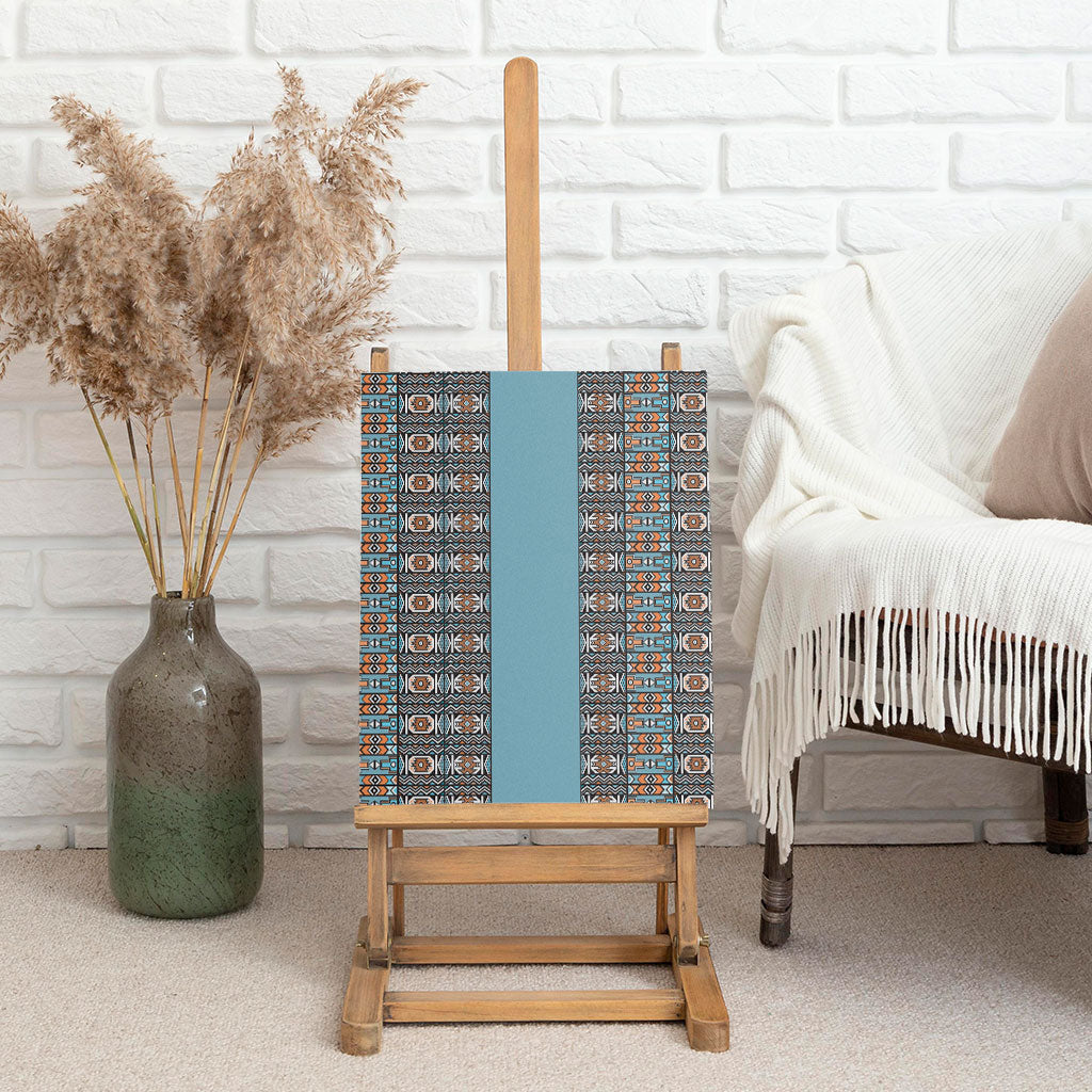 African Ndebele Traditional Attire Canvas Wall Art Blue Ndebele Stripe