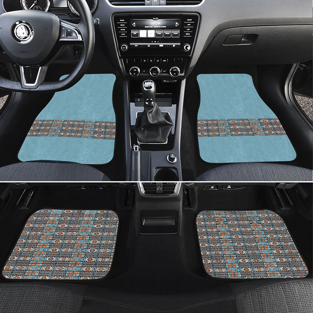African Ndebele Traditional Attire Car Mats Blue Ndebele Stripe