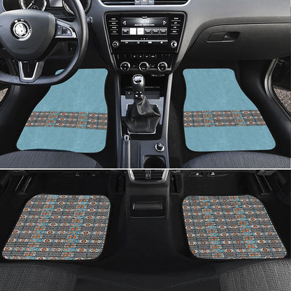 African Ndebele Traditional Attire Car Mats Blue Ndebele Stripe