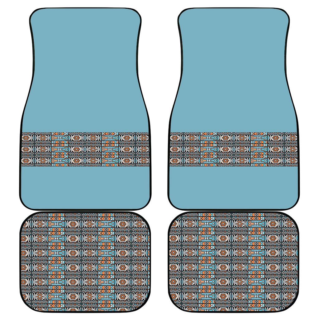 African Ndebele Traditional Attire Car Mats Blue Ndebele Stripe