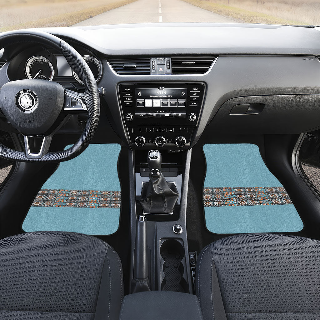 African Ndebele Traditional Attire Car Mats Blue Ndebele Stripe