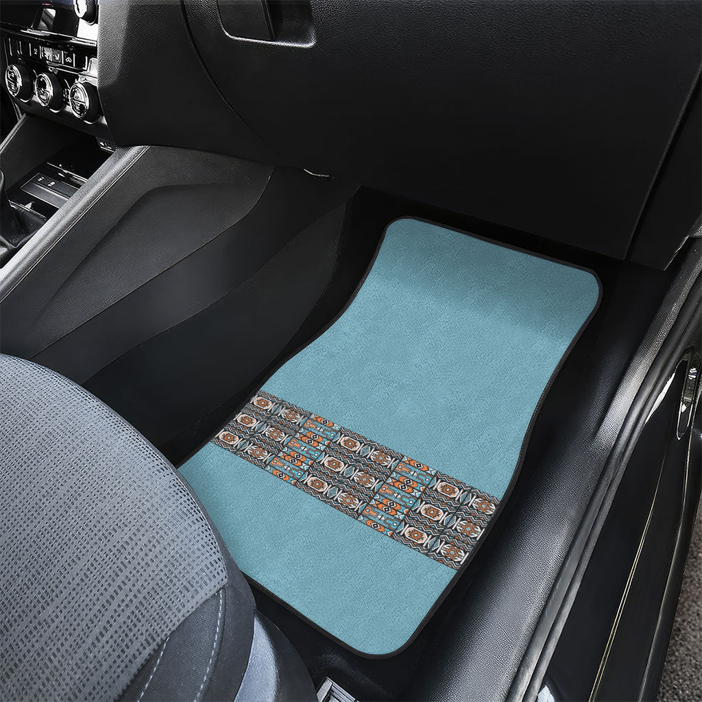 African Ndebele Traditional Attire Car Mats Blue Ndebele Stripe
