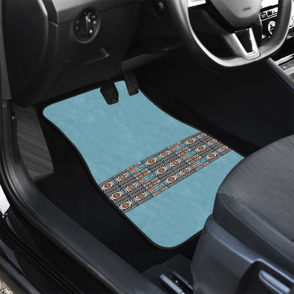 African Ndebele Traditional Attire Car Mats Blue Ndebele Stripe