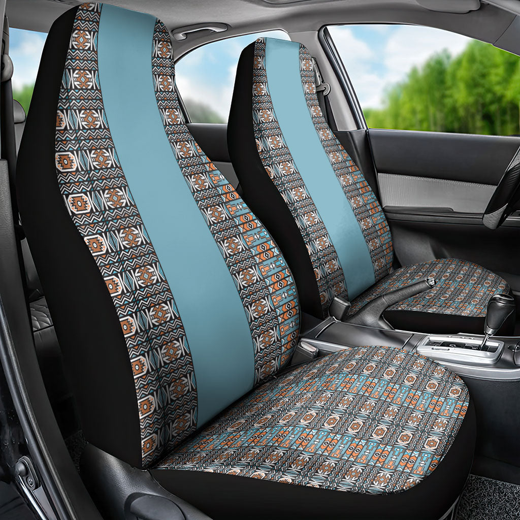 African Ndebele Traditional Attire Car Seat Cover Blue Ndebele Stripe