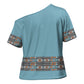 African Ndebele Traditional Attire Cross Shoulder Shirt Blue Ndebele Stripe