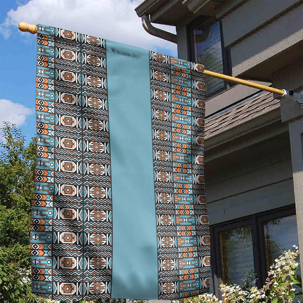 African Ndebele Traditional Attire Garden Flag Blue Ndebele Stripe