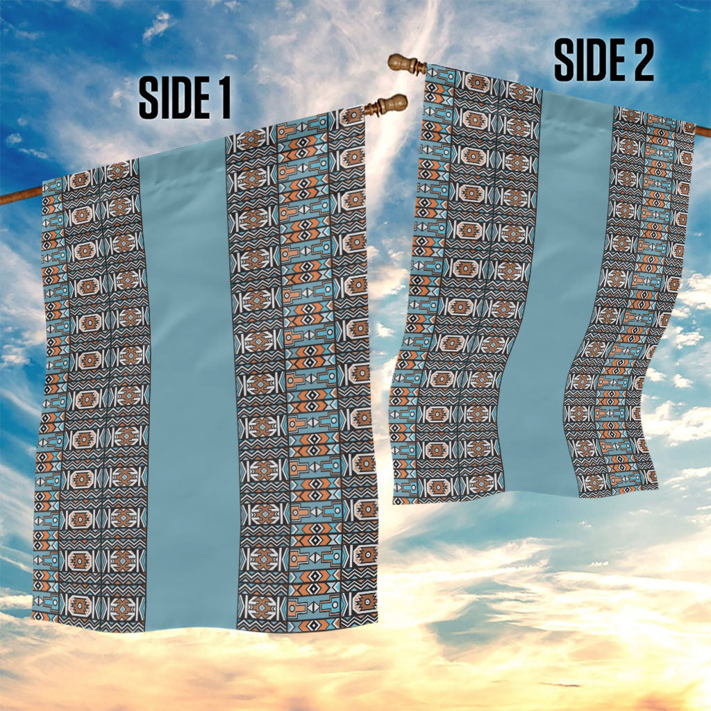 African Ndebele Traditional Attire Garden Flag Blue Ndebele Stripe