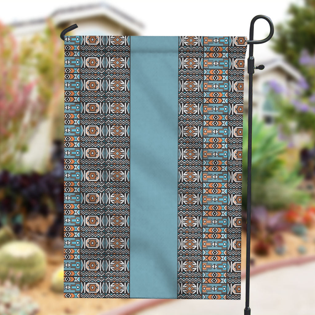 African Ndebele Traditional Attire Garden Flag Blue Ndebele Stripe