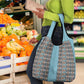 African Ndebele Traditional Attire Grocery Bag Blue Ndebele Stripe