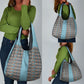African Ndebele Traditional Attire Grocery Bag Blue Ndebele Stripe