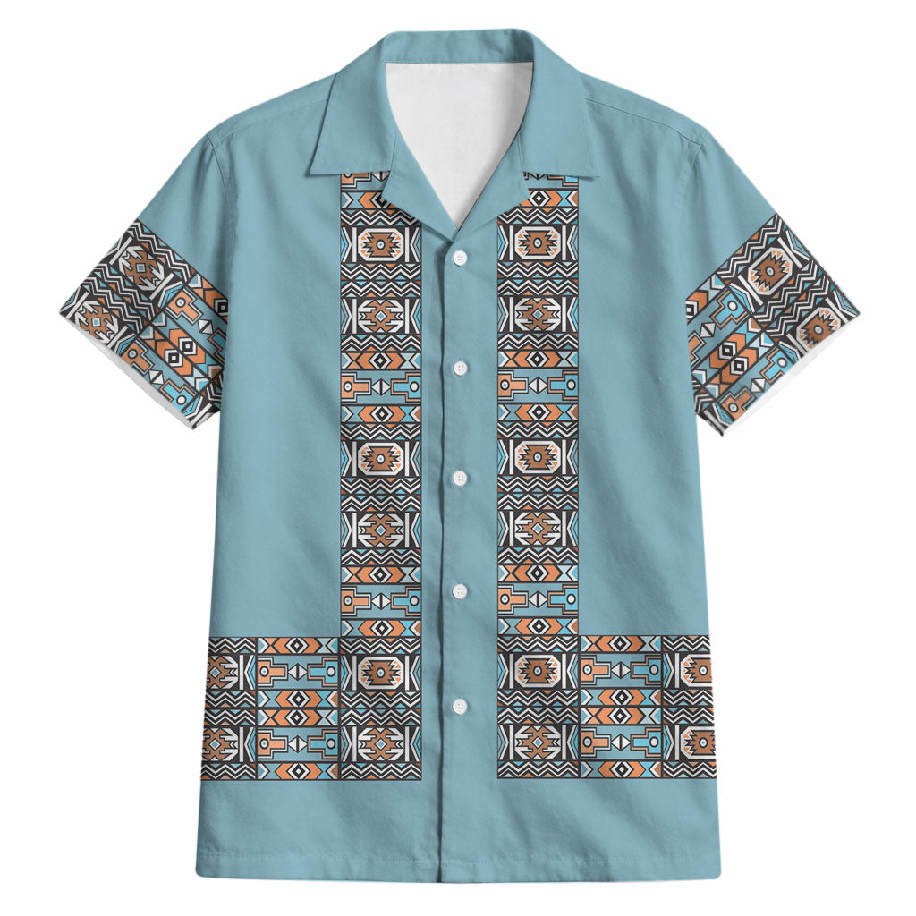 African Ndebele Traditional Attire Hawaiian Shirt Blue Ndebele Stripe