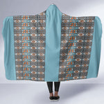 African Ndebele Traditional Attire Hooded Blanket Blue Ndebele Stripe