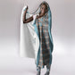 African Ndebele Traditional Attire Hooded Blanket Blue Ndebele Stripe