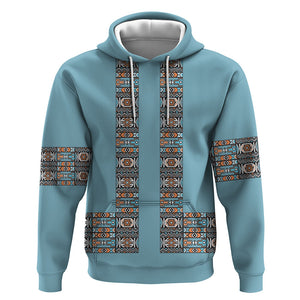 African Ndebele Traditional Attire Hoodie Blue Ndebele Stripe