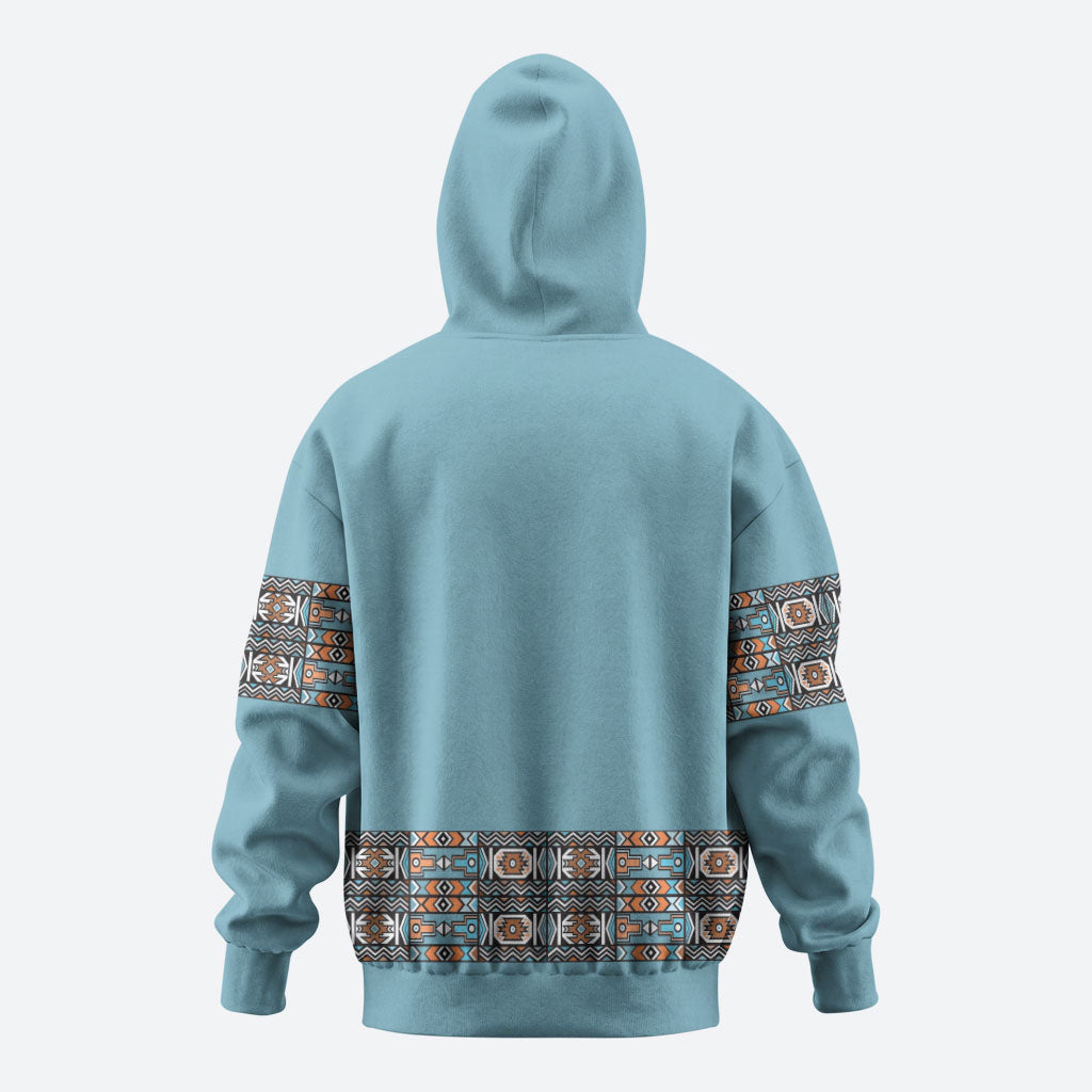 African Ndebele Traditional Attire Hoodie Blue Ndebele Stripe