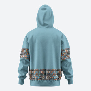 African Ndebele Traditional Attire Hoodie Blue Ndebele Stripe