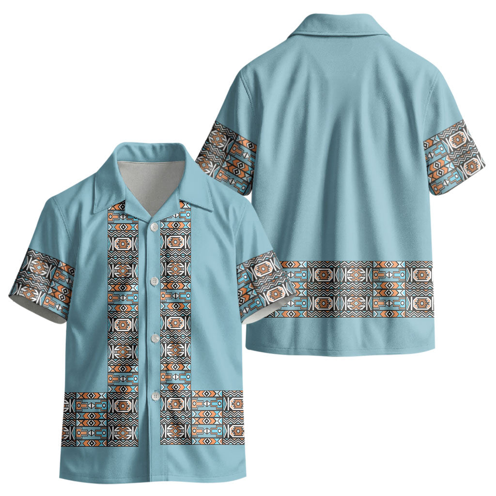 African Ndebele Traditional Attire Kid Hawaiian Shirt Blue Ndebele Stripe