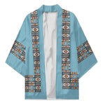 African Ndebele Traditional Attire Kimono Blue Ndebele Stripe