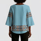 African Ndebele Traditional Attire Kimono Sleeve Blouse Blue Ndebele Stripe