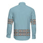African Ndebele Traditional Attire Long Sleeve Button Shirt Blue Ndebele Stripe