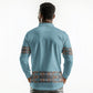 African Ndebele Traditional Attire Long Sleeve Polo Shirt Blue Ndebele Stripe