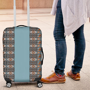 African Ndebele Traditional Attire Luggage Cover Blue Ndebele Stripe
