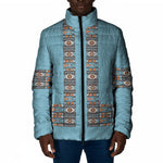 African Ndebele Traditional Attire Padded Jacket Blue Ndebele Stripe