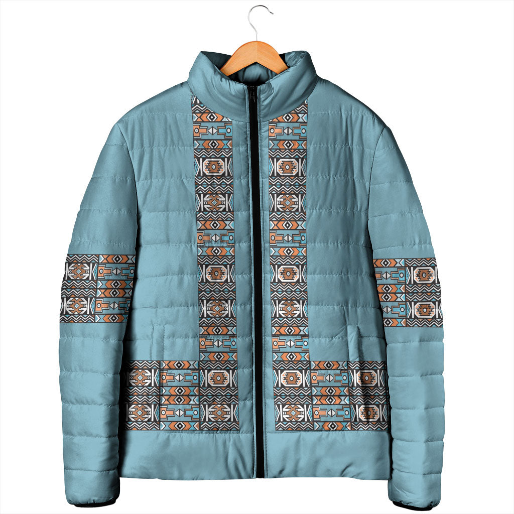 African Ndebele Traditional Attire Padded Jacket Blue Ndebele Stripe