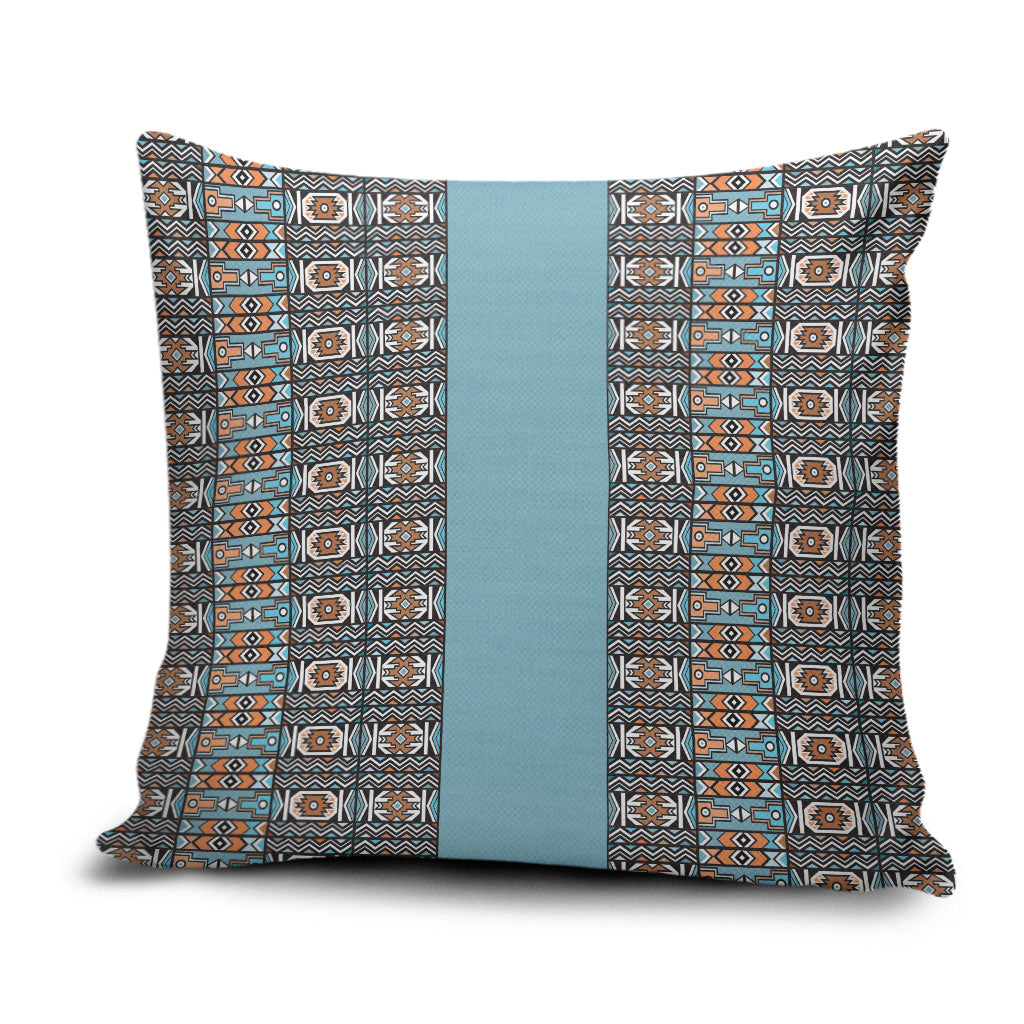 African Ndebele Traditional Attire Pillow Cover Blue Ndebele Stripe
