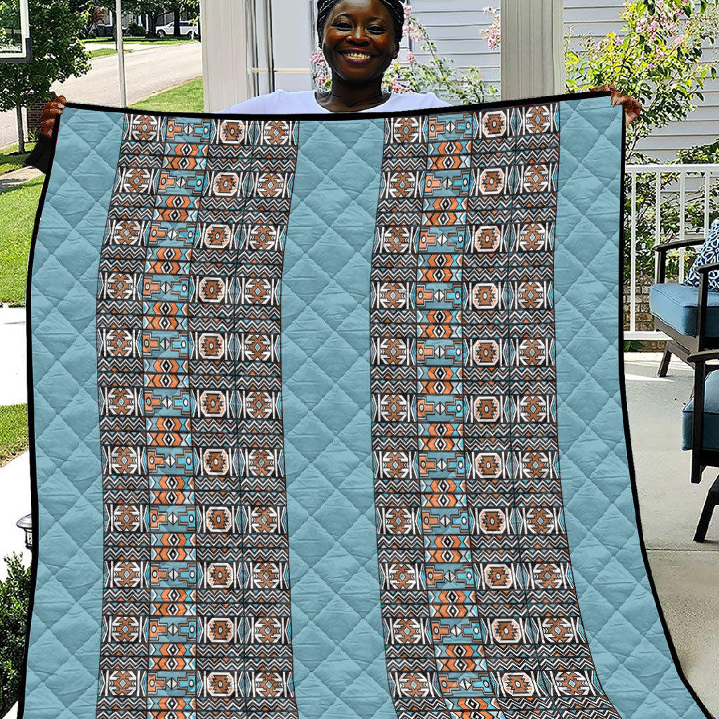 African Ndebele Traditional Attire Quilt Blue Ndebele Stripe