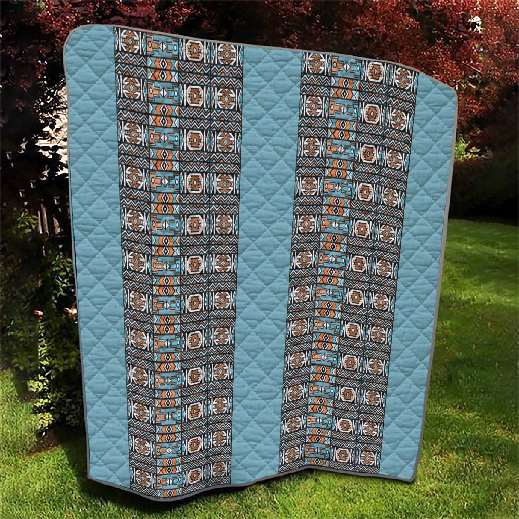 African Ndebele Traditional Attire Quilt Blue Ndebele Stripe
