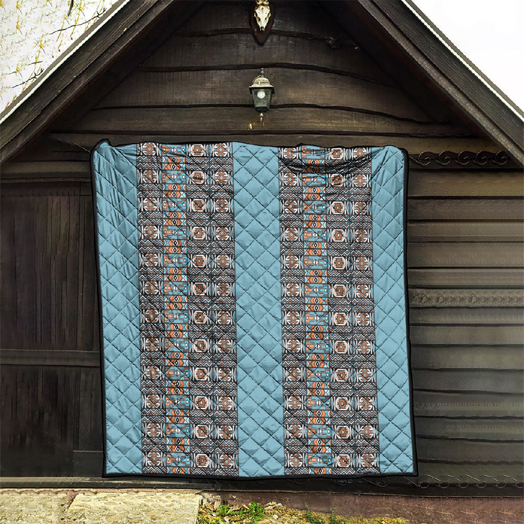 African Ndebele Traditional Attire Quilt Blue Ndebele Stripe