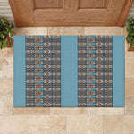 African Ndebele Traditional Attire Rubber Doormat Blue Ndebele Stripe