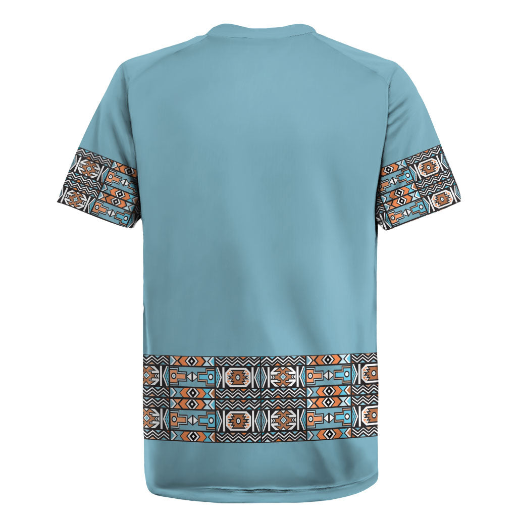 African Ndebele Traditional Attire Rugby Jersey Blue Ndebele Stripe