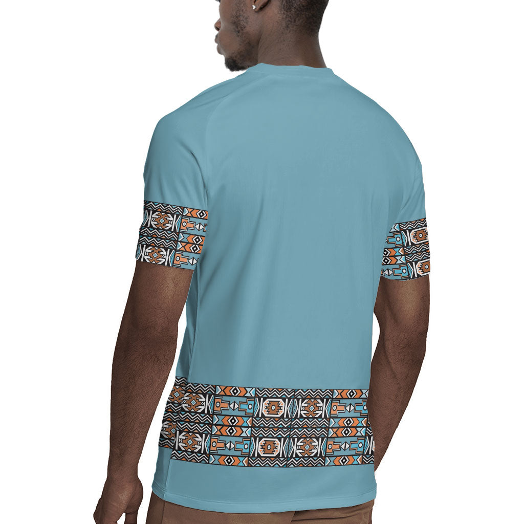 African Ndebele Traditional Attire Rugby Jersey Blue Ndebele Stripe